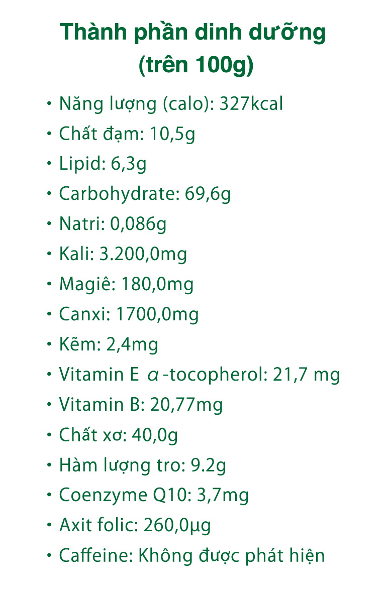 Thành phần dinh dưỡng (trên 100g)